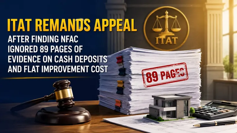 ITAT Remands Appeal After Finding NFAC Ignored 89 Pages of Evidence on Cash Deposits and Flat Improvement Cost