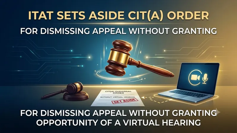 ITAT Sets Aside CIT(A) Order for Dismissing Appeal Without Granting Opportunity of a Virtual Hearing