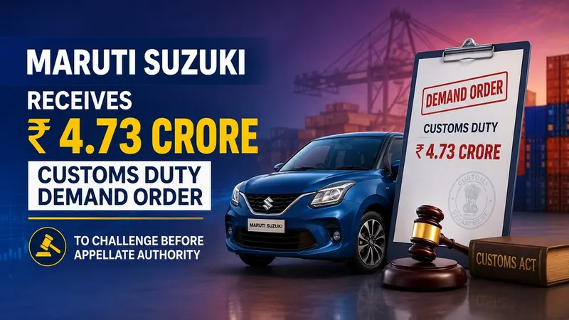 Maruti Suzuki Receives Rs 4.73 Crore Customs Duty Demand Order, To Challenge Before Appellate Authority