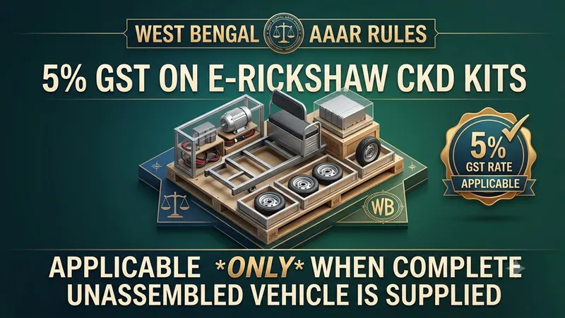  AAAR Rules 5% GST on E-Rickshaw CKD Kits Applicable Only When Complete Unassembled Vehicle is Supplied 