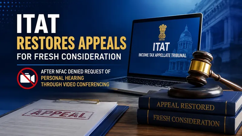 ITAT Restores Appeals for Fresh Consideration After NFAC Denied Request of Personal Hearing Through Video Conferencing
