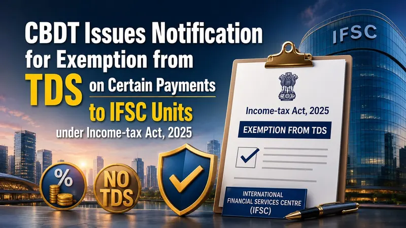 CBDT Issues Notification for Exemption from TDS on Certain Payments to IFSC Units under Income-tax Act, 2025