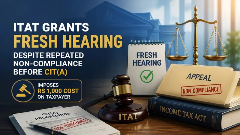 ITAT Grants Fresh Hearing Despite Repeated Non-Compliance Before CIT(A), Imposes Rs 1,000 Cost on Taxpayer