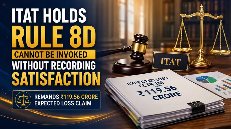 ITAT Holds Rule 8D Cannot Be Invoked Without Recording Satisfaction, Remands Rs 119.56 Crore Expected Loss Claim