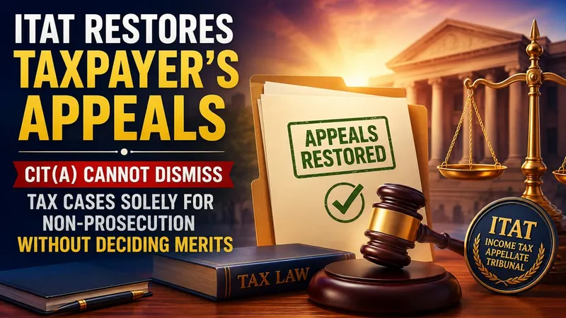 ITAT Restores Taxpayer's Appeals; Rules CIT(A) Cannot Dismiss Tax Cases Solely for Non-Prosecution Without Deciding Merits