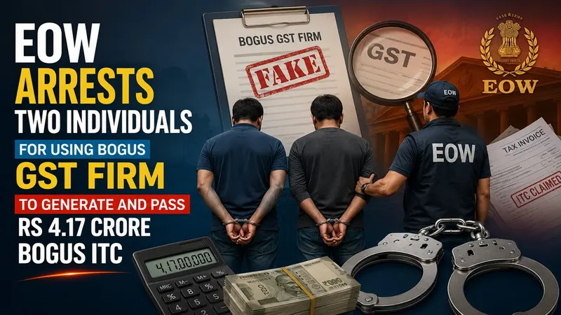 EOW Arrests Two Individuals for Using Bogus GST Firm to Generate and Pass Rs 4.17 Crore Bogus ITC