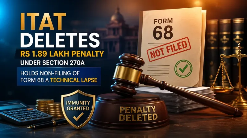 ITAT Deletes Rs 1.89 Lakh Penalty Under Section 270A, Holds Non-Filing of Form 68 a Technical Lapse