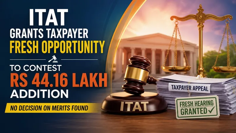 ITAT Grants Taxpayer Fresh Opportunity to Contest Rs 44.16 Lakh Addition After Finding No Decision on Merits