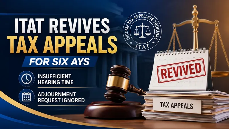 ITAT Revives Tax Appeals for Six AYs After Finding Insufficient Hearing Time and Ignored Adjournment Request