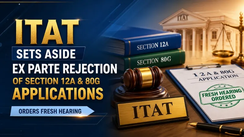 ITAT Sets Aside Ex Parte Rejection of Section 12A and 80G Applications, Orders Fresh Hearing