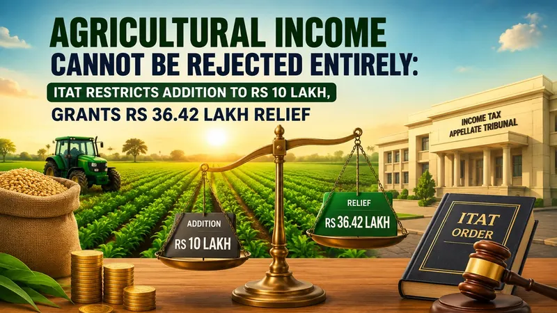 Agricultural Income Cannot Be Rejected Entirely: ITAT Restricts Addition to Rs 10 Lakh, Grants Rs 36.42 Lakh Relief