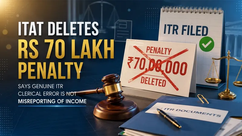 ITAT Deletes Rs 70 Lakh Penalty, Says Genuine ITR Clerical Error Is Not Misreporting of Income