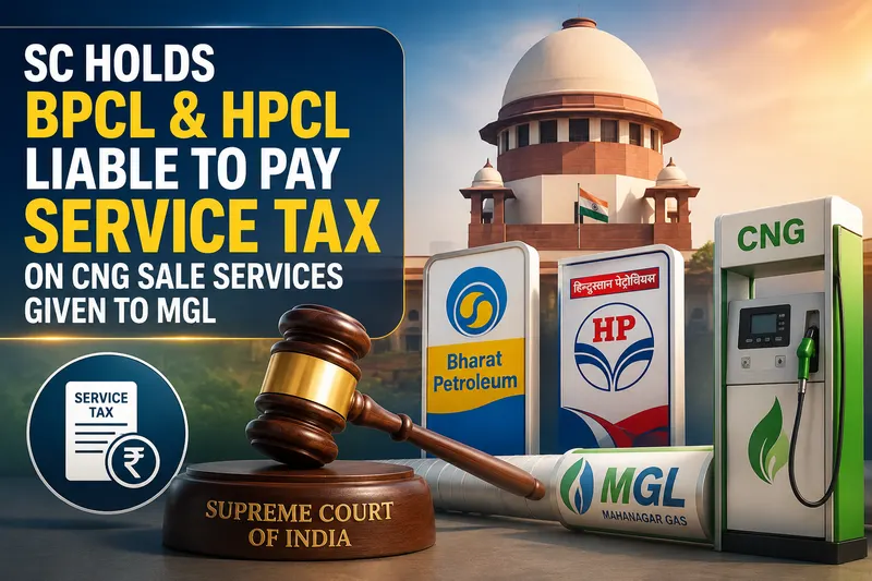 SC Holds BPCL & HPCL Liable to Pay Service Tax on CNG Sale Services Given to MGL