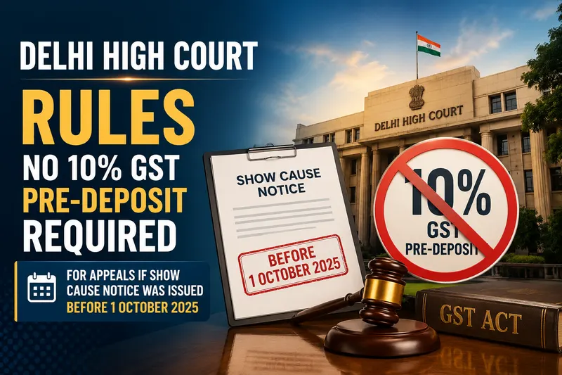 No 10% GST Pre-Deposit Required for Appeals if Show Cause Notice Was Issued Before 1 October 2025
