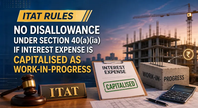 ITAT Rules No Disallowance Under Section 40(a)(ia) if Interest Expense is Capitalised as Work-in-Progress