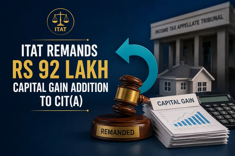 ITAT Remands Rs 92 Lakh Capital Gain Addition to CIT(A)