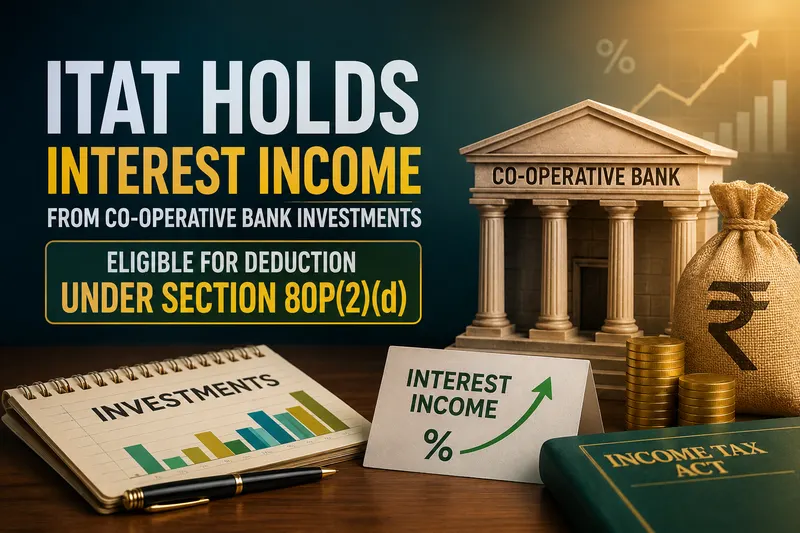 ITAT Holds Interest Income from Co-operative Bank Investments Eligible for Deduction Under Section 80P(2)(d)