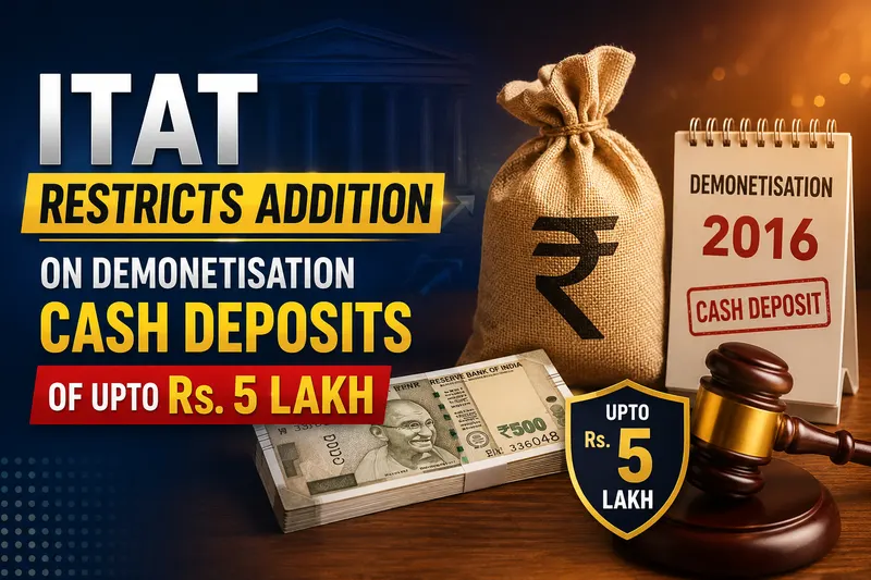 ITAT Restricts Addition on Demonetisation Cash Deposits of upto Rs. 5 Lakh