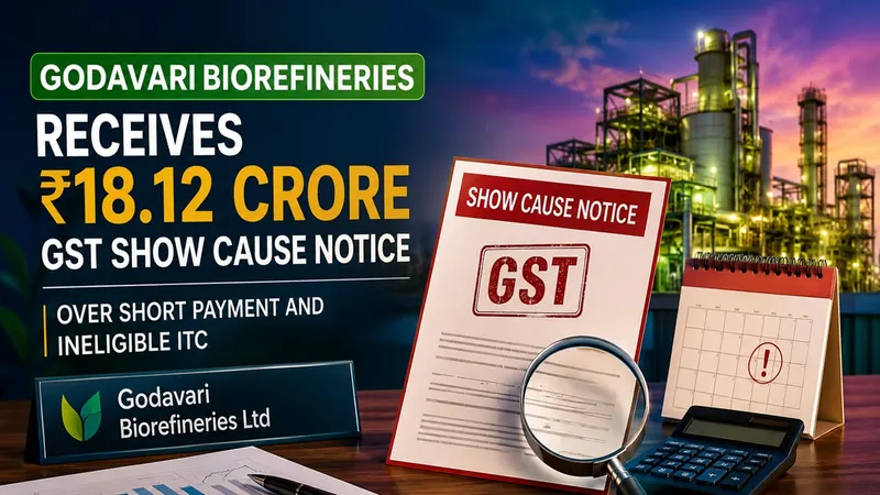 Godavari Biorefineries Receives Rs 18.12 Crore GST Show Cause Notice Over Short Payment and Ineligible ITC