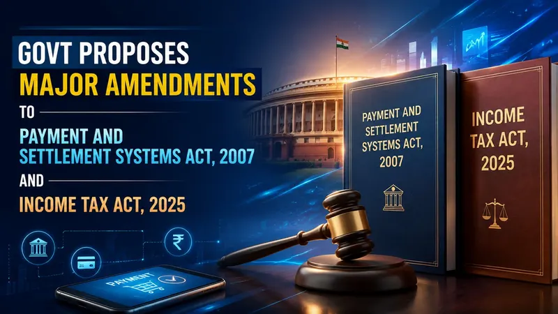 Govt Proposes Major Amendments to Payment and Settlement Systems Act, 2007, and Income Tax Act, 2025