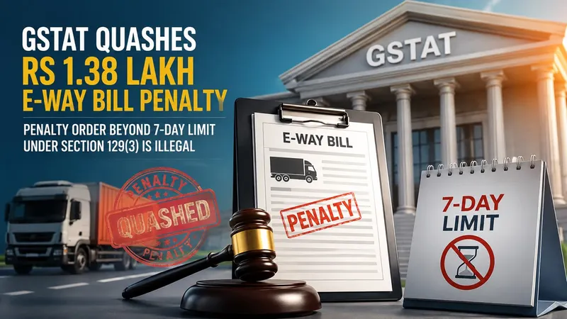 GSTAT Quashes Rs 1.38 Lakh E-Way Bill Penalty, Holds Penalty Order Beyond 7-Day Limit Under Section 129(3) Is Illegal 
