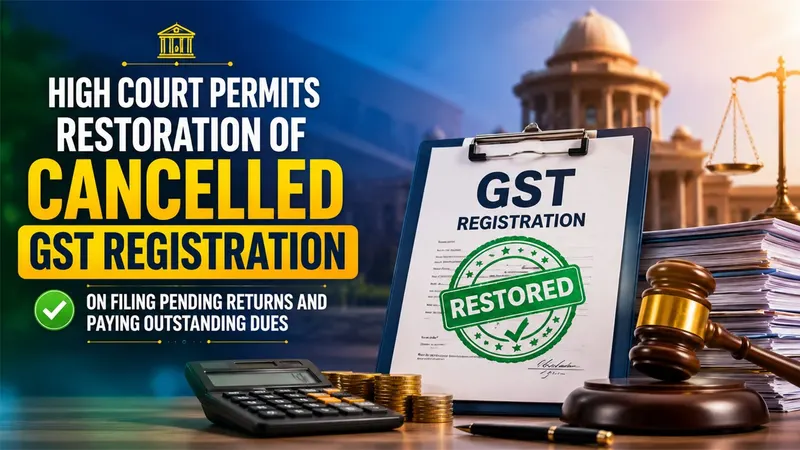 High Court Permits Restoration of Cancelled GST Registration on Filing Pending Returns and Paying Outstanding Dues