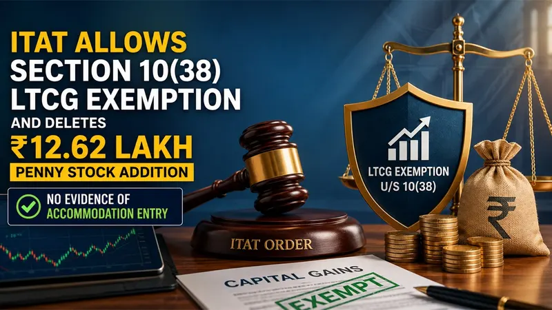 ITAT Allows Section 10(38) LTCG Exemption and Deletes Rs 12.62 Lakh Penny Stock Addition After Finding No Evidence of Accommodation Entry