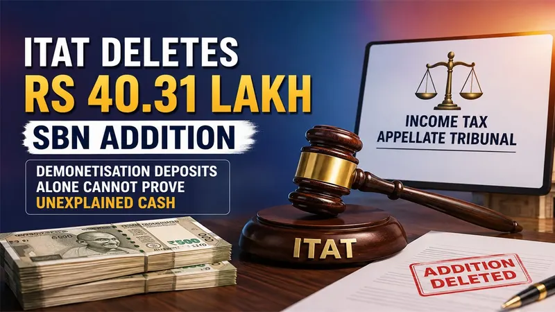 ITAT Deletes Rs 40.31 Lakh SBN Addition, Says Demonetisation Deposits Alone Cannot Prove Unexplained Cash
