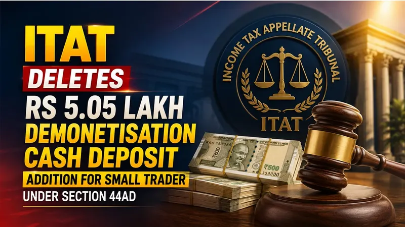 ITAT Deletes Rs 5.05 Lakh Demonetisation Cash Deposit Addition for Small Trader Under Section 44AD