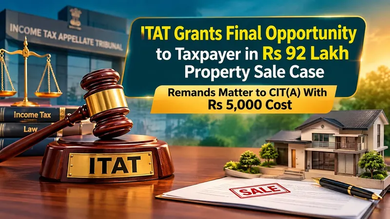 ITAT Grants Final Opportunity to Taxpayer in Rs 92 Lakh Property Sale Case, Remands Matter to CIT(A) With Rs 5,000 Cost