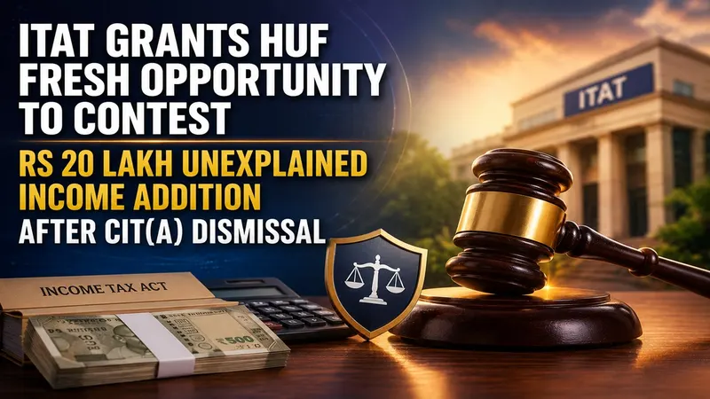 ITAT Grants HUF Fresh Opportunity to Contest Rs 20 Lakh Unexplained Income Addition After CIT(A) Dismissal