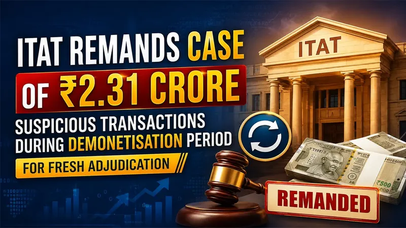 ITAT Remands Case of Rs 2.31 Crore Suspicious Transactions During Demonetisation Period for Fresh Adjudication
