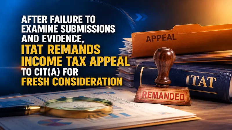 ITAT Remands Income Tax Appeal After CIT(A) Fails to Consider Submissions, Evidence