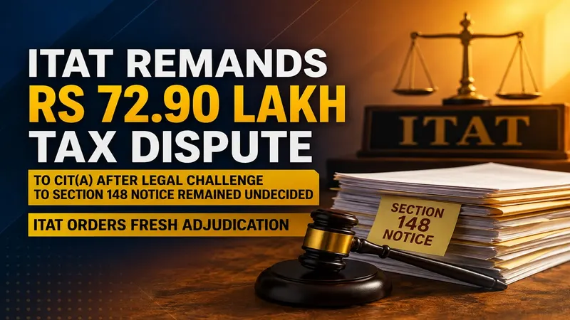 ITAT Remands Rs 72.90 Lakh Tax Dispute of Taxpayer to CIT(A) After Legal Challenge to Section 148 Notice Remained Undecided