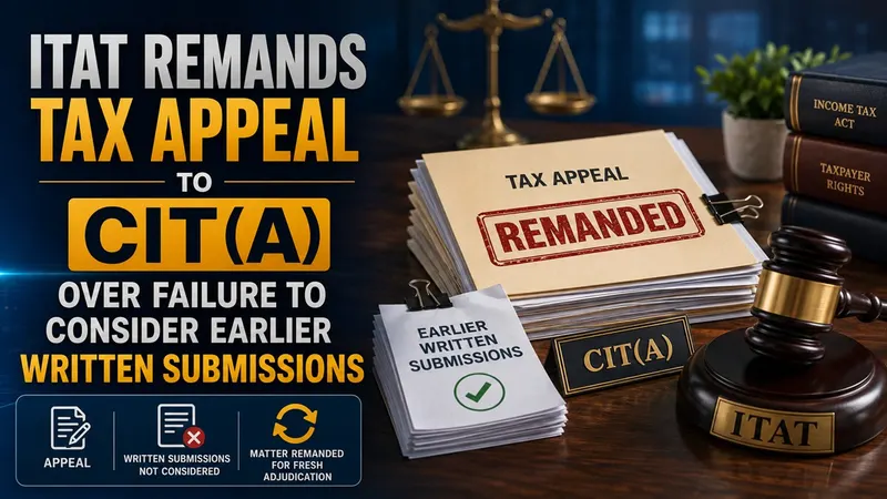 ITAT Remands Tax Appeal to CIT(A) Over Failure to Consider Earlier Written Submissions