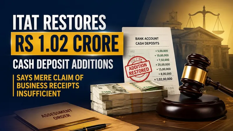 ITAT Restores Rs 1.02 Crore Cash Deposit Additions, Says Mere Claim of Business Receipts Insufficient