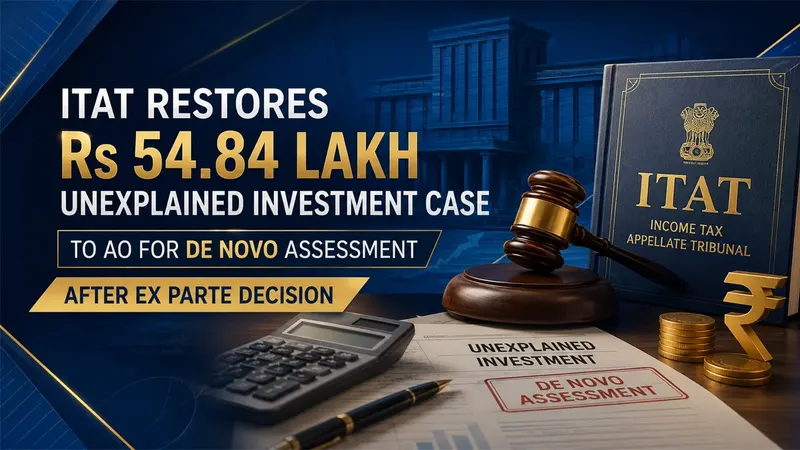 ITAT Restores Rs 54.84 Lakh Unexplained Investment Case to AO for De Novo Assessment After Ex Parte Decision