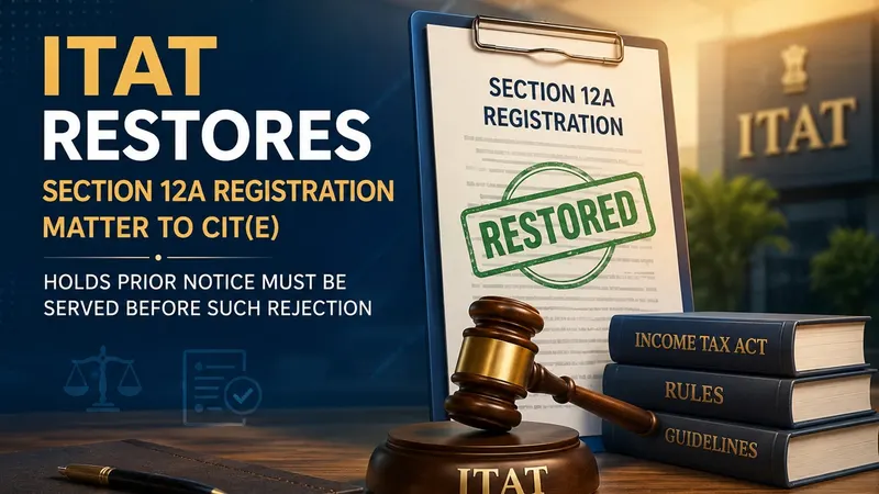 ITAT Restores Section 12A Registration Matter to CIT(E), Holds Prior Notice Must Be Served Before Such Rejection