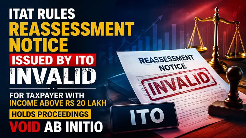 ITAT Rules Reassessment Notice Issued by ITO Invalid for Taxpayer With Income Above Rs 20 Lakh, Holds Proceedings Void Ab Initio