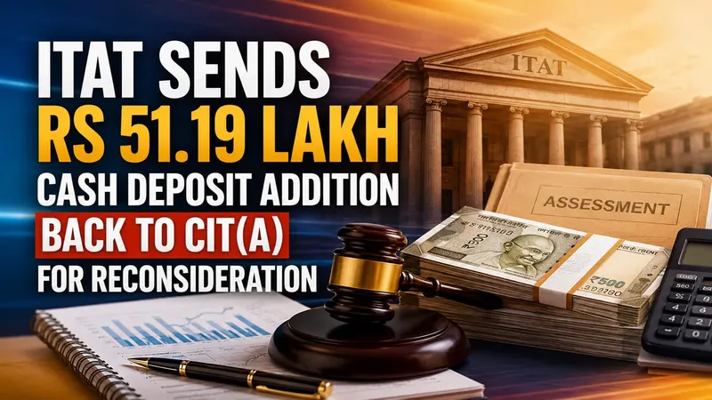 ITAT Sends Rs 51.19 Lakh Cash Deposit Addition Back to CIT(A) for Reconsideration