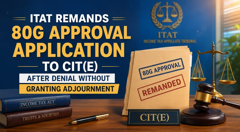 ITAT Remands 80G Approval Application to CIT(E) After Denial Without Granting Adjournment