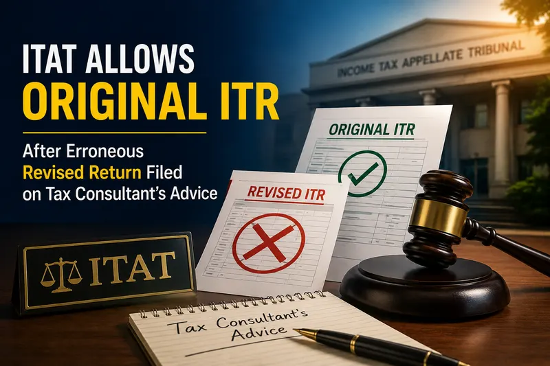 ITAT Allows Original ITR After Erroneous Revised Return Filed on Tax Consultant’s Advice