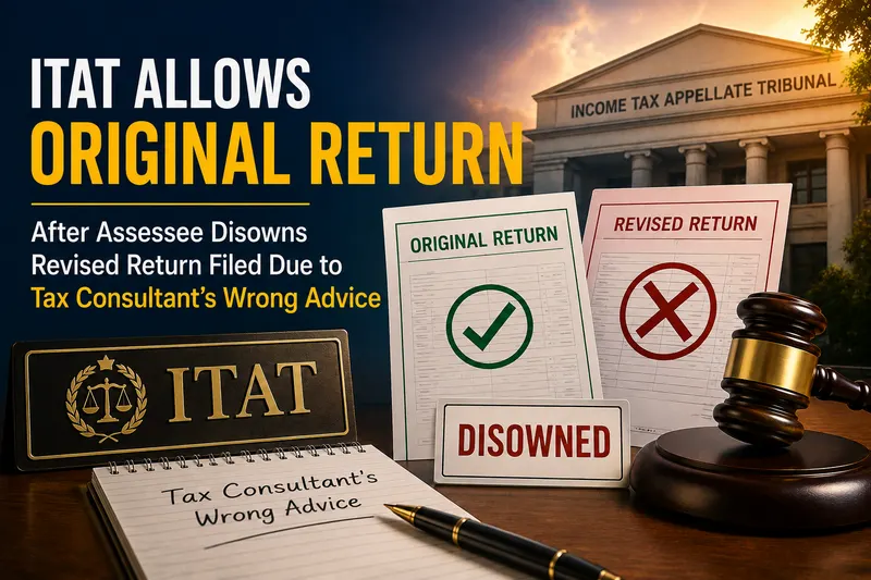 ITAT Allows Original Return After Assessee Disowns Revised Return Filed Due to Tax Consultant’s Wrong Advice