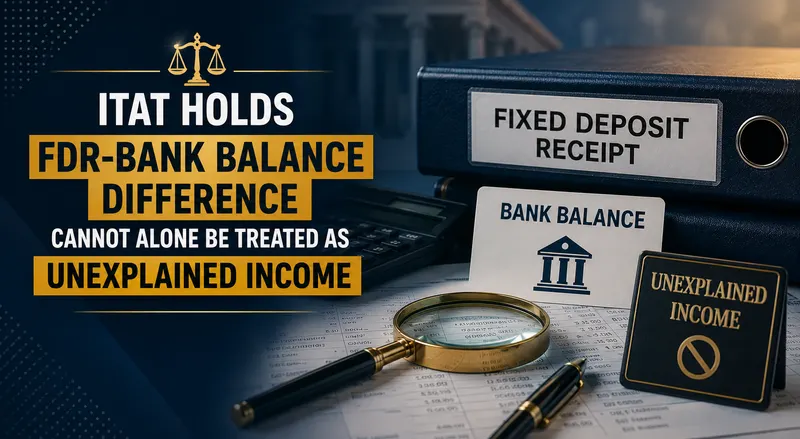 ITAT Holds FDR-Bank Balance Difference Cannot Alone Be Treated as Unexplained Income