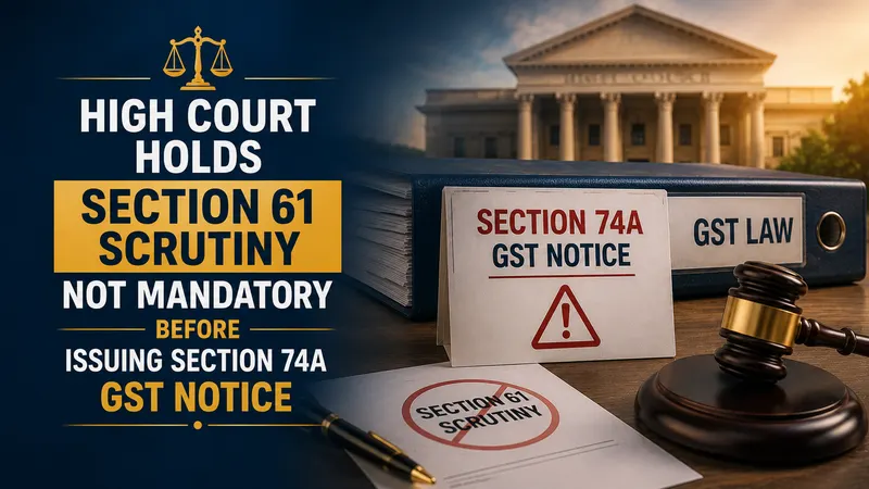 High Court Holds Section 61 Scrutiny Not Mandatory Before Issuing Section 74A GST Notice