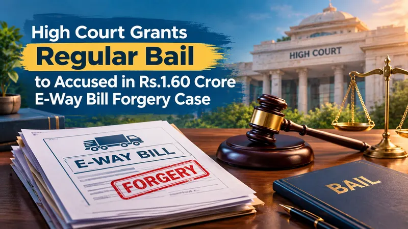High Court Grants Regular Bail to Accused in Rs.1.60 Crore E-Way Bill Forgery Case