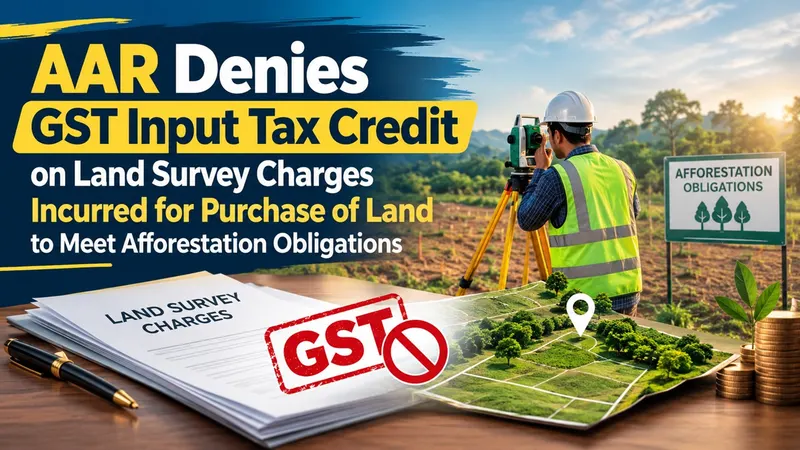 AAR Denies GST Input Tax Credit on Land Survey Charges Incurred for Purchase of Land to Meet Afforestation Obligations