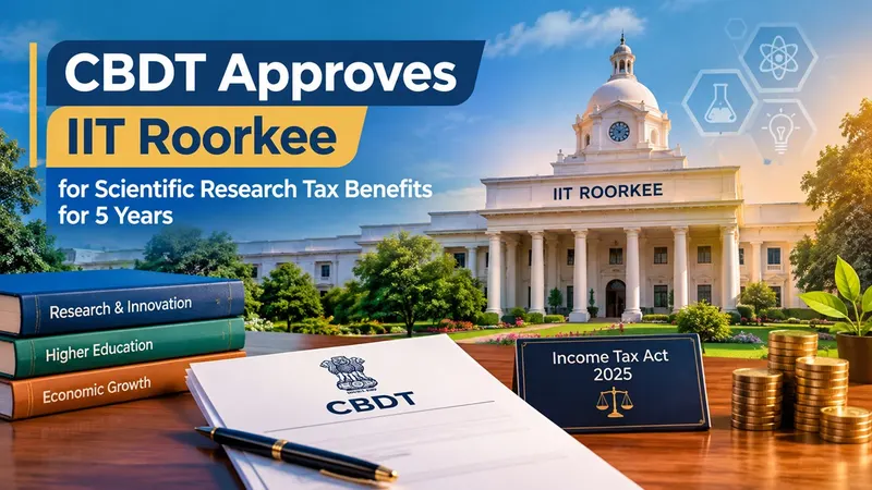 CBDT Approves IIT Roorkee for Scientific Research Tax Benefits for 5 Years Under Income Tax Act 2025