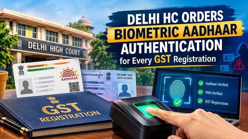 Delhi HC Orders Biometric Aadhaar Authentication for Every GST Registration Amid Misuse of Stolen PAN, Aadhaar