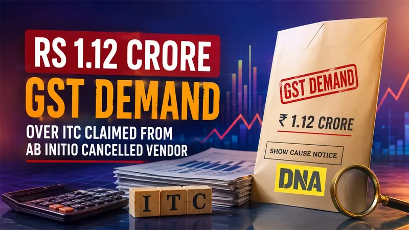 Diligent Media Corporation Faces Rs 1.12 Crore GST Demand Over ITC Claimed From Ab Initio Cancelled Vendor